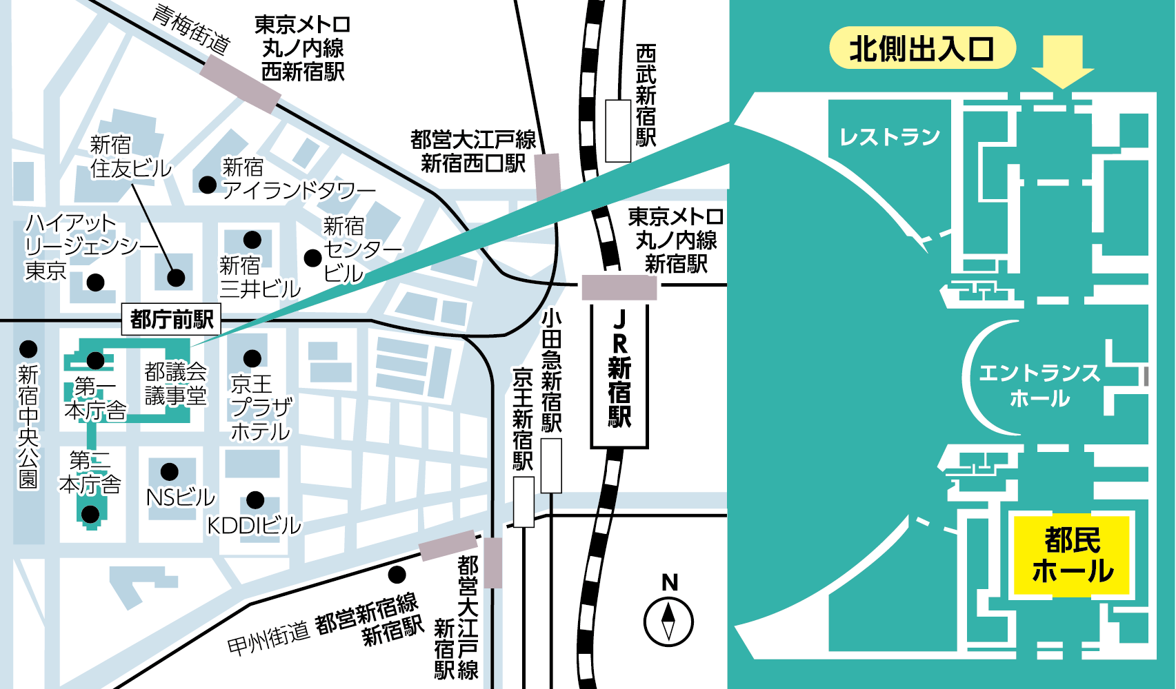 都議会議事堂１階　都民ホールの地図